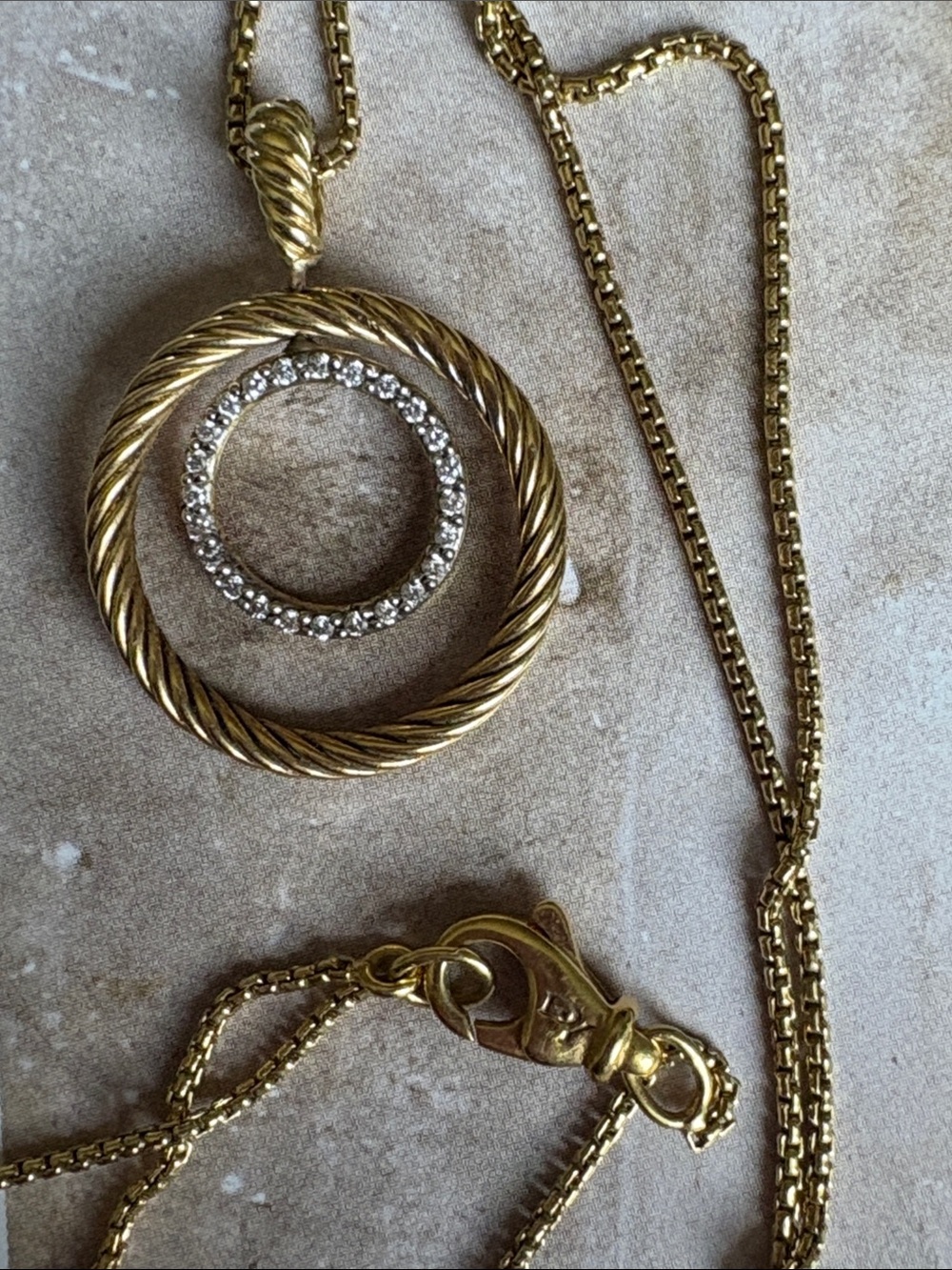 David Yurman Gold Diamond Mobile Circle Necklace